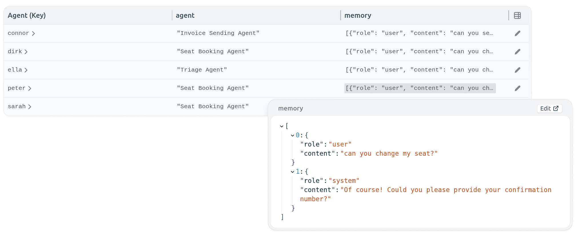 Agent state Restate UI