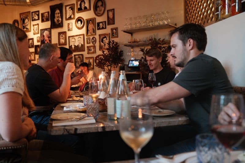 The Restate team sharing dinner during the Berlin offsite