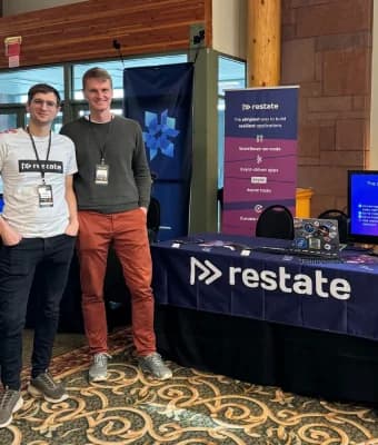 Restate team members at the LambdaConf booth