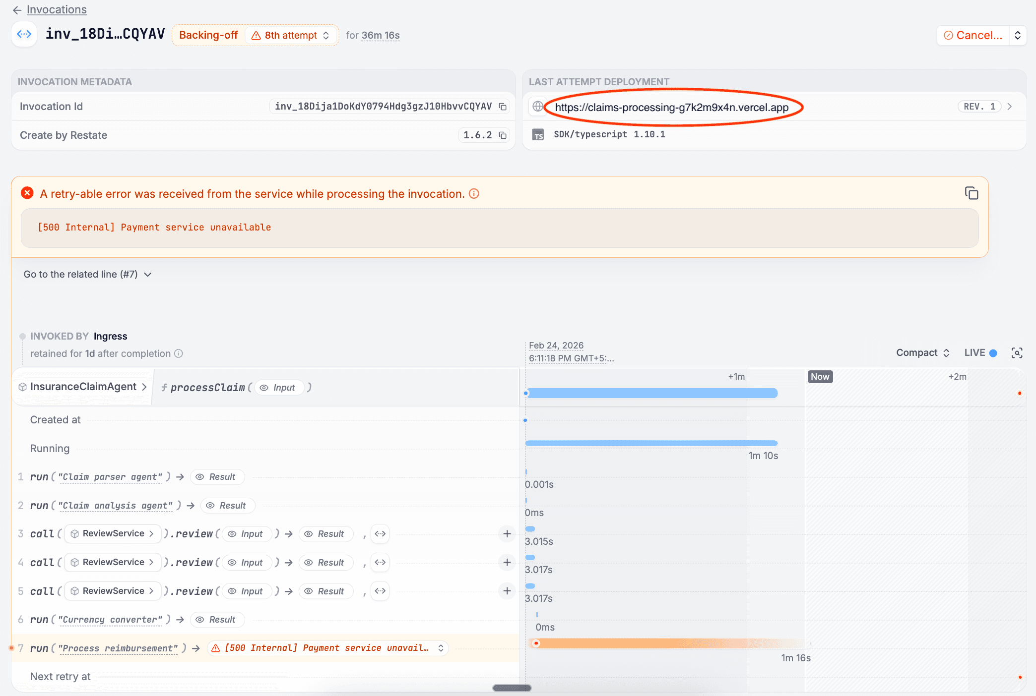 Restate UI trace