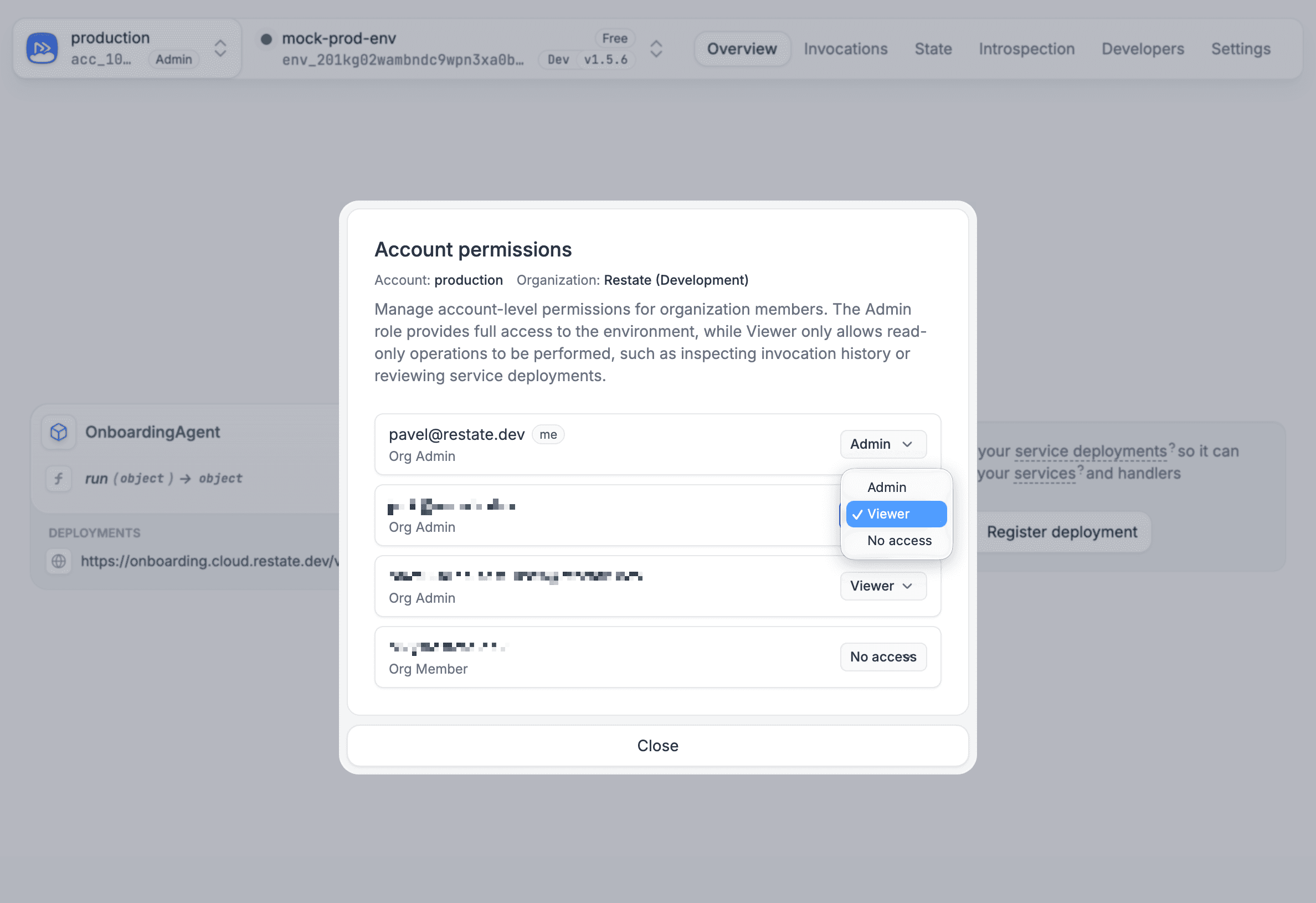 Restate Cloud RBAC