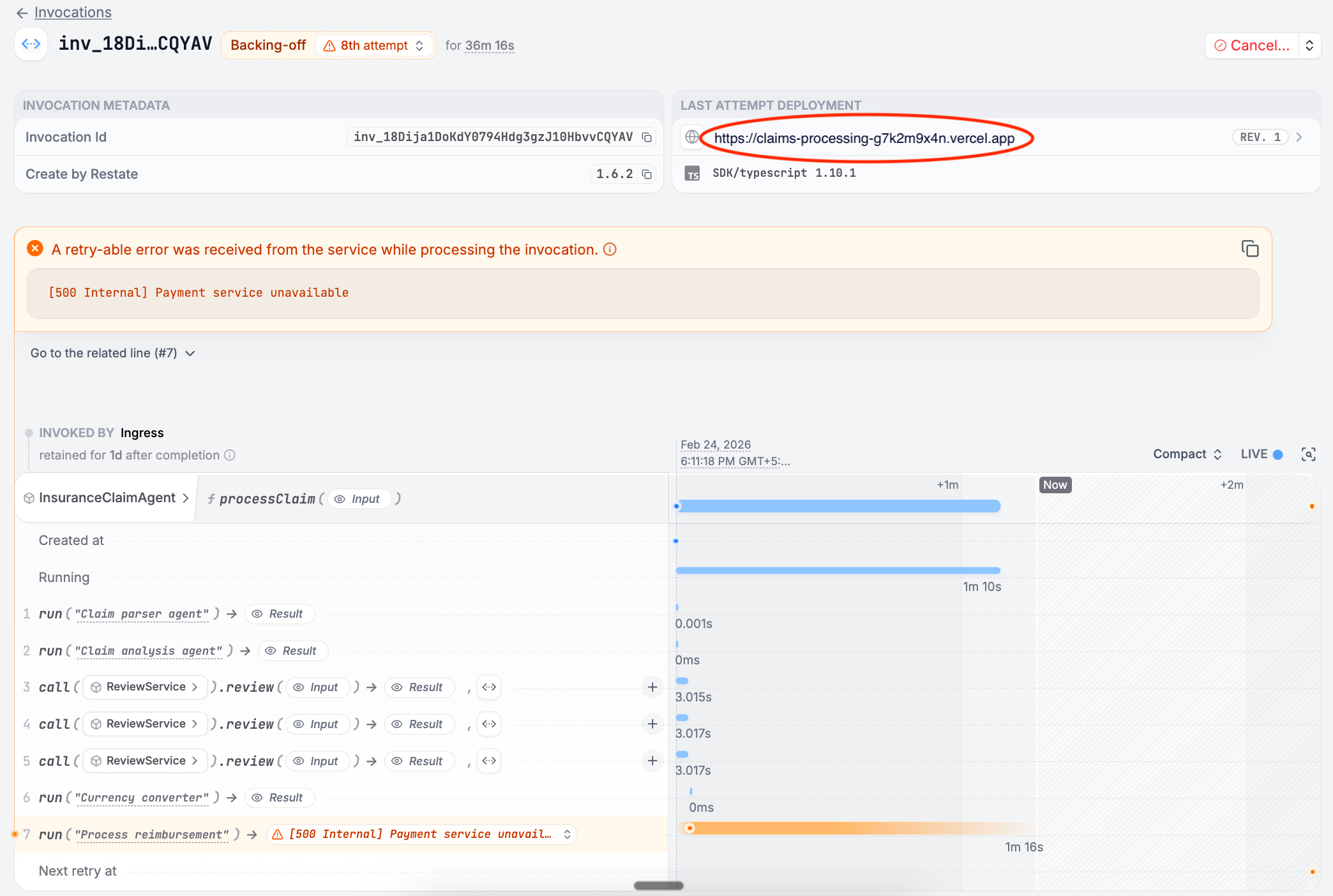 Restate UI trace