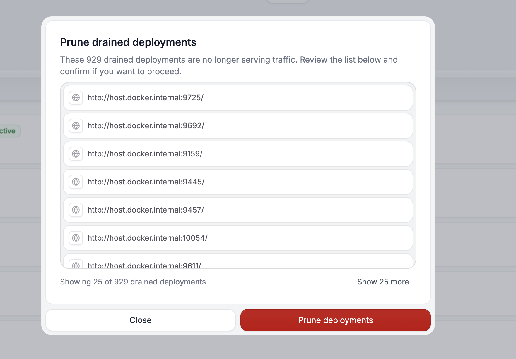 Restate UI: pruning drained deployments