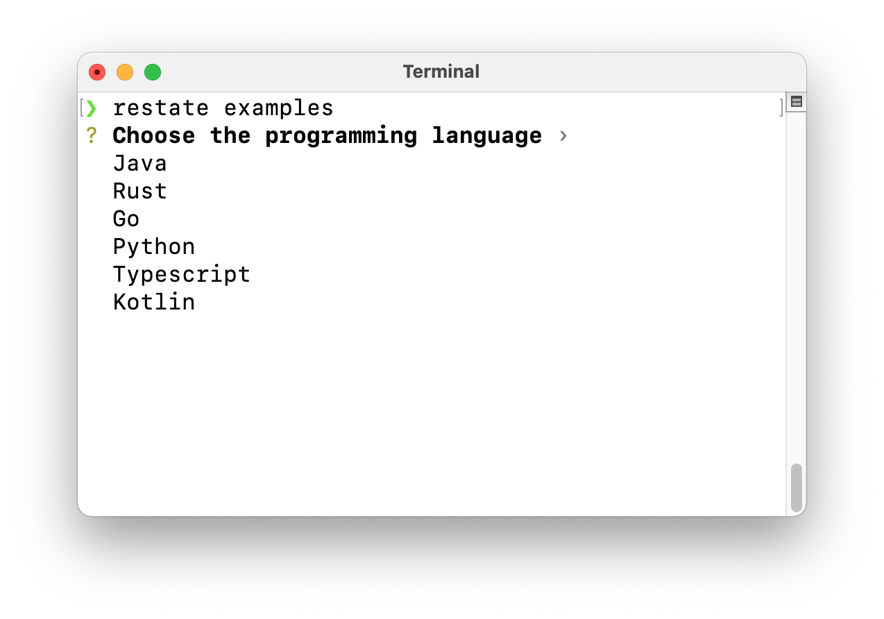 restate examples CLI tool